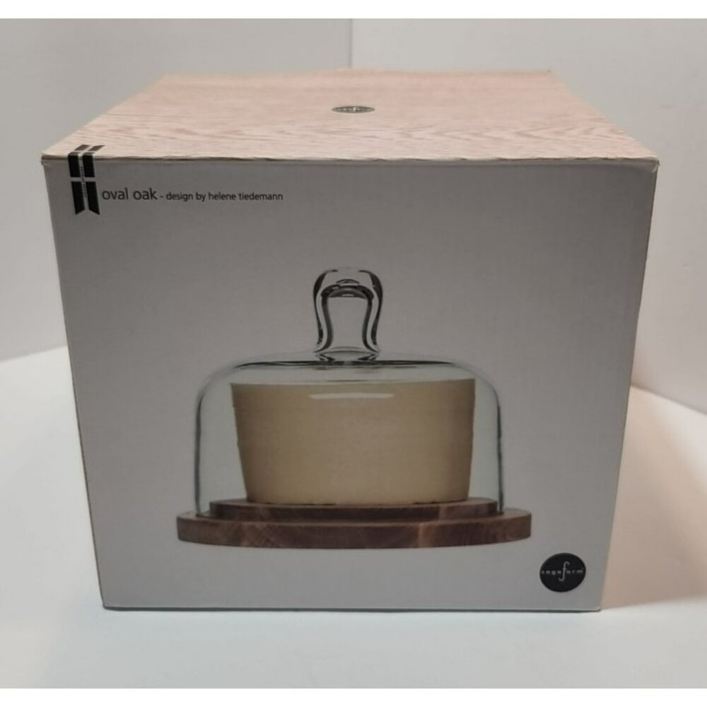 Sagaform Oak Cheese/Dessert Dome with Hand-Blown Glass Lid 7.5" by 7.5"